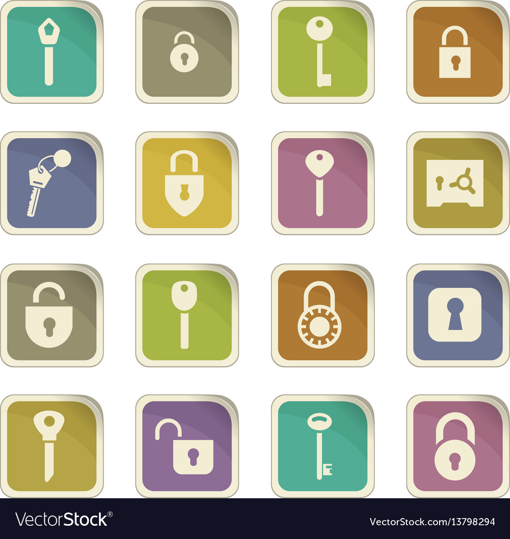 Lock and key icons set