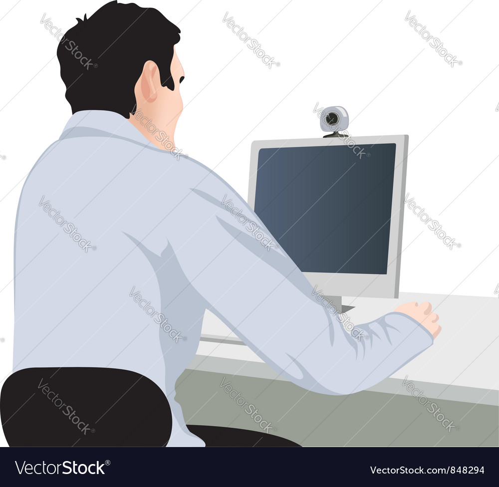 Man and computer Royalty Free Vector Image - VectorStock