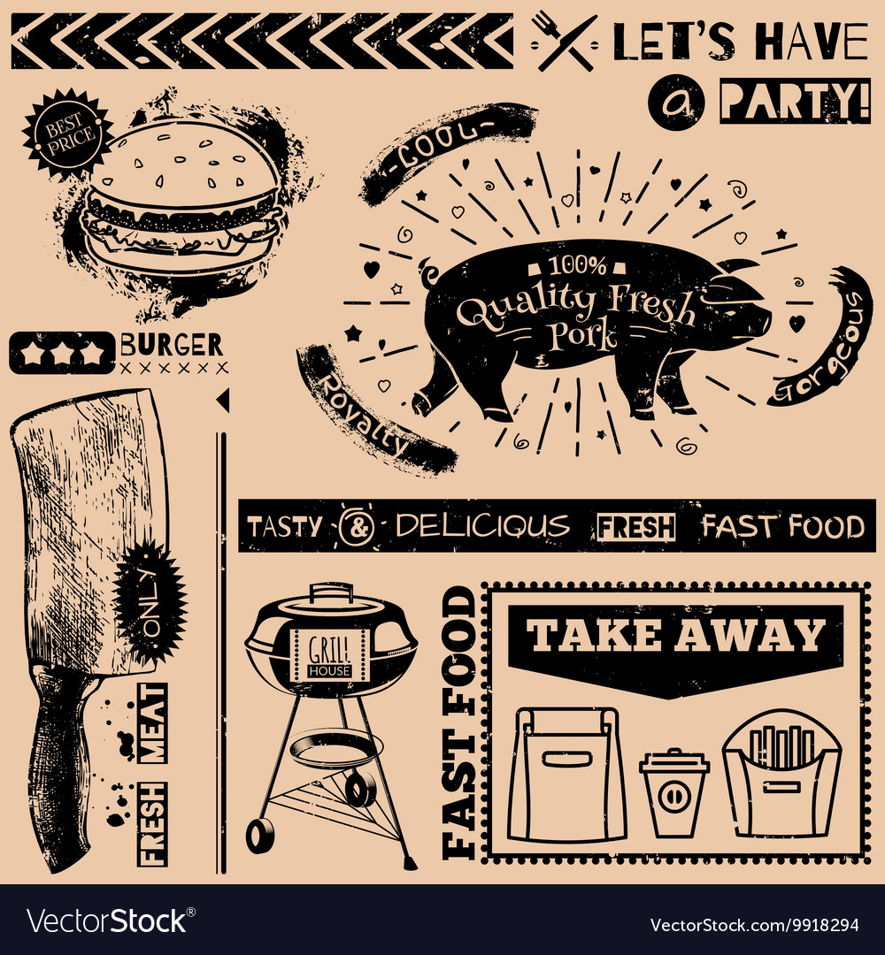 Menu pattern with fast food symbols