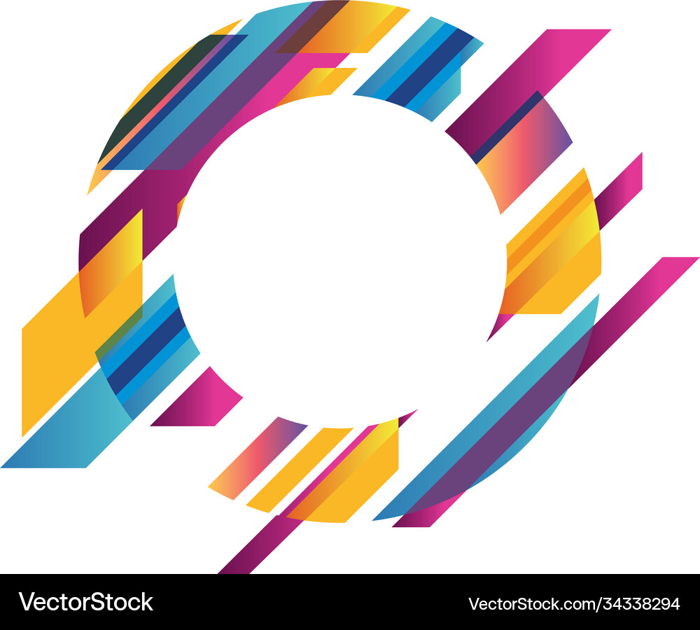 Modern circle frame multicolored and striped Vector Image