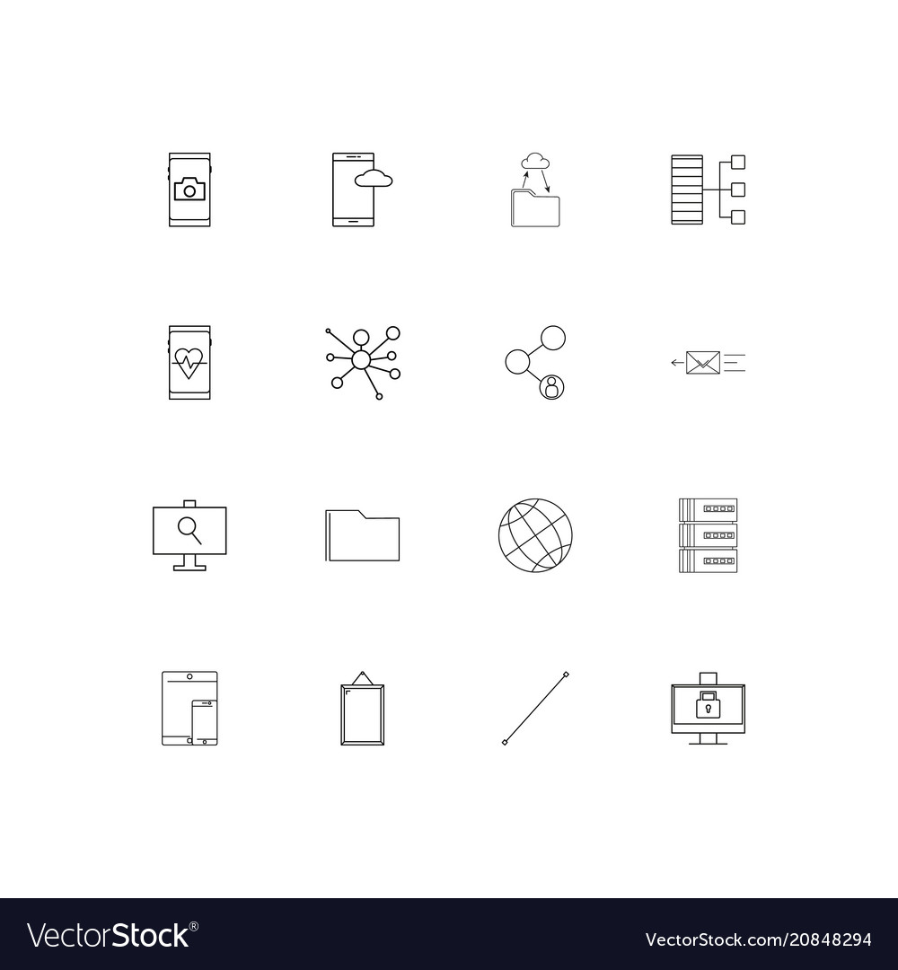 Network and database linear thin icons set