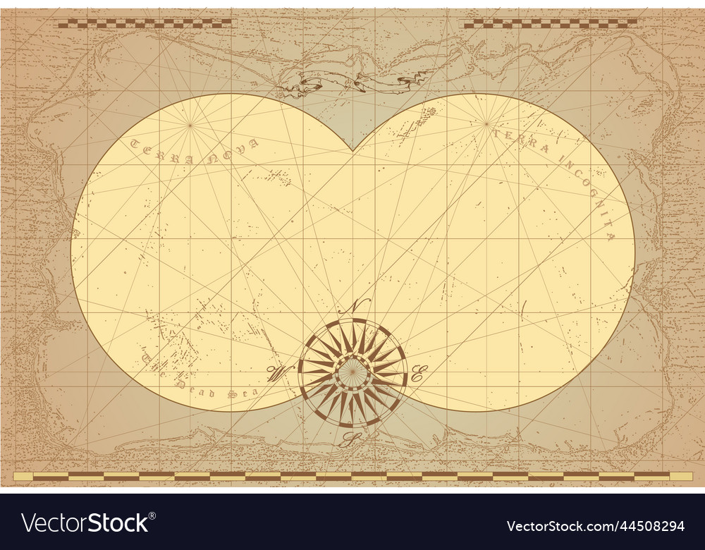 Print image of an old sea map in the style o