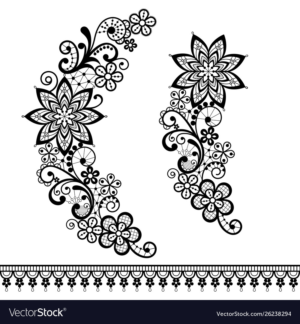 Retro floral lace half wreath pattern Royalty Free Vector