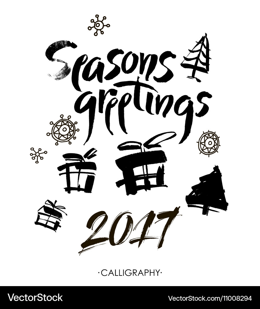 Season s greetings christmas calligraphy Vector Image