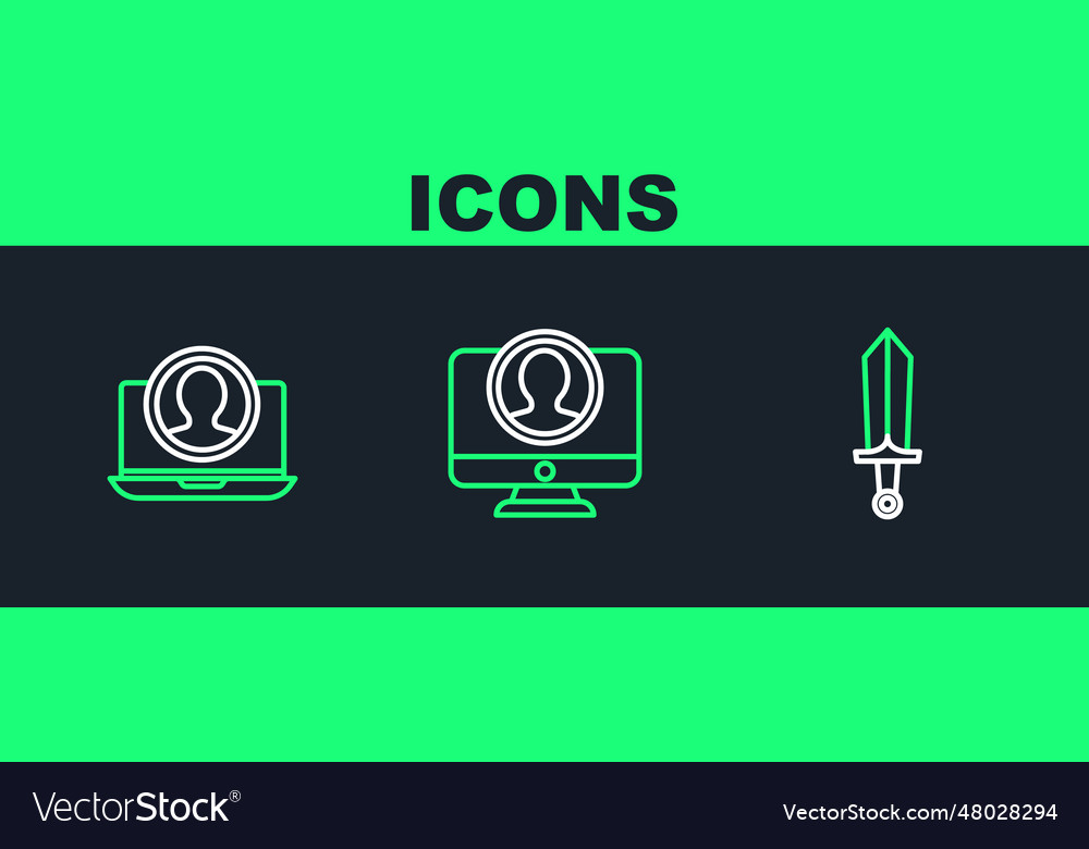 Set line sword for game create account screen vector image Set line sword for game create account screen
