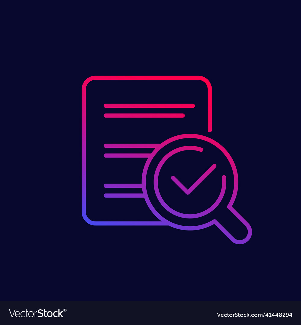 Survey report search in data line icon