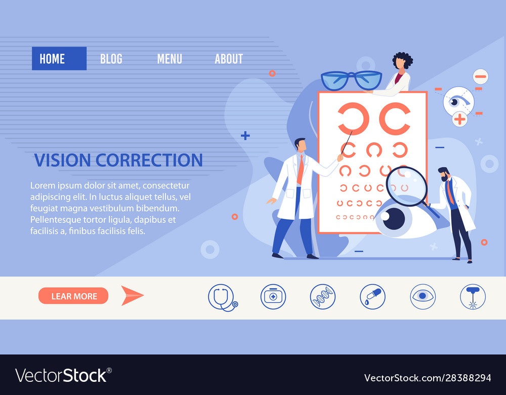 Vision correction methods selection landing page vector image Vision correction methods selection landing page