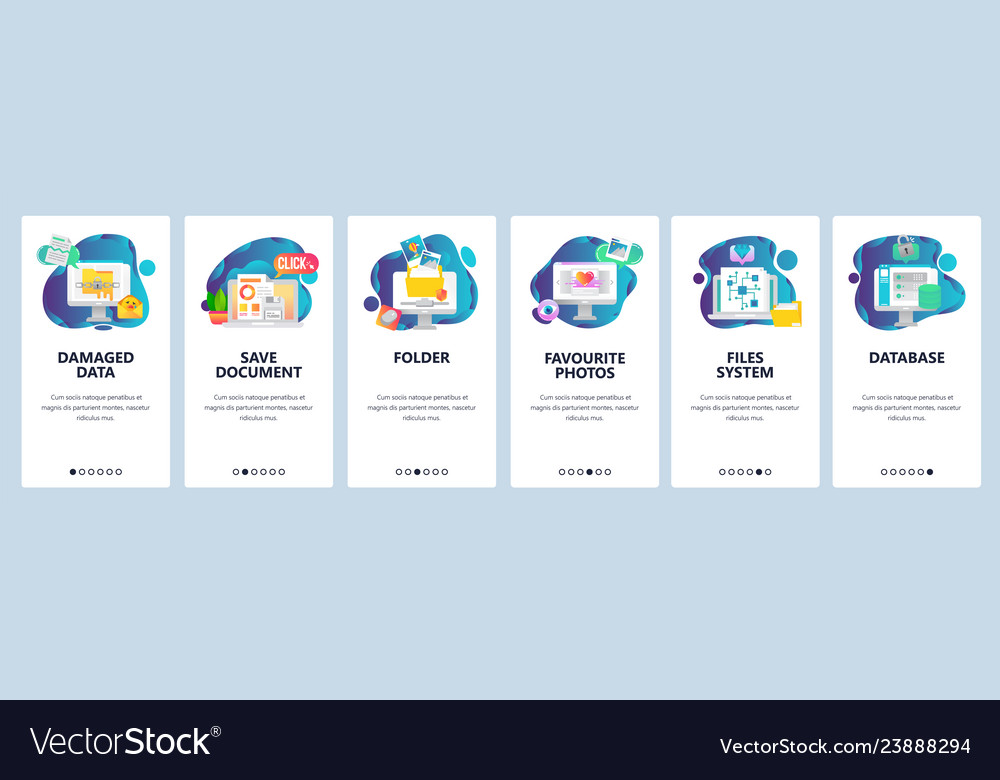 Web site onboarding screens computer files vector image Web site onboarding screens computer files