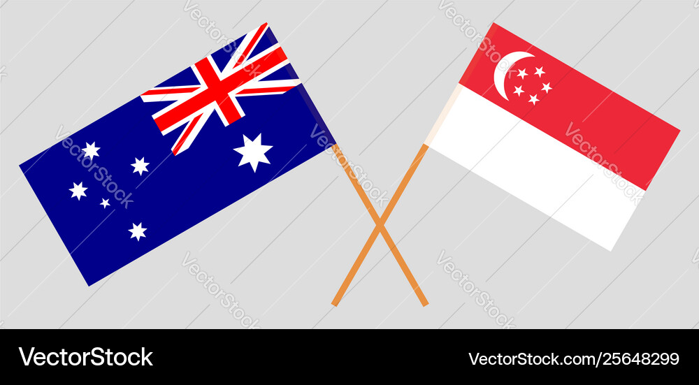 Australian and singaporean flags Royalty Free Vector Image