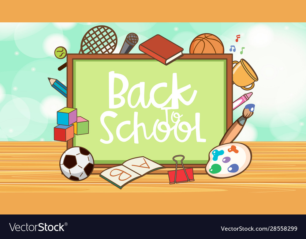 Back to school sign with board and items Vector Image