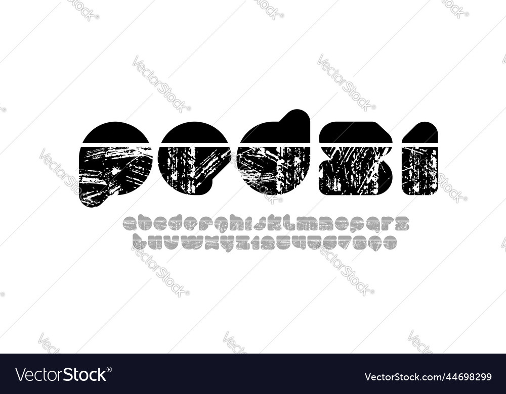 Cut rounded font alphabet with texture Vector Image Cut rounded font alphabet with texture