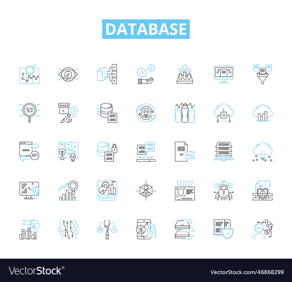 Database linear icons set retrieval