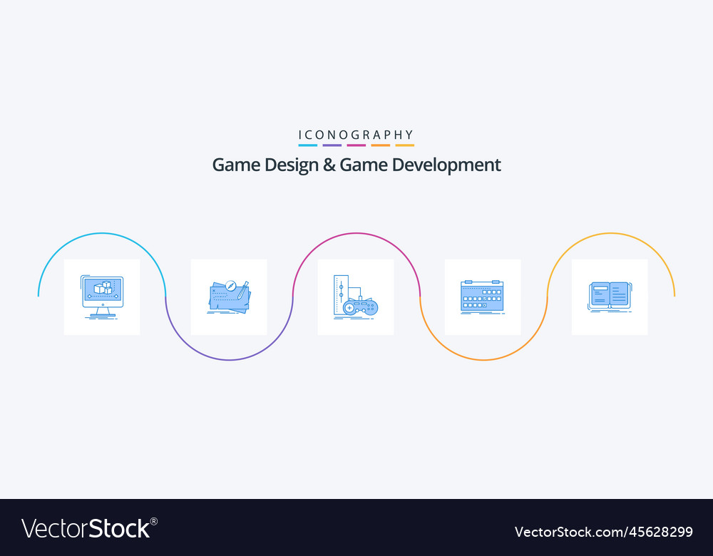 Game design and development blue 5 icon pack