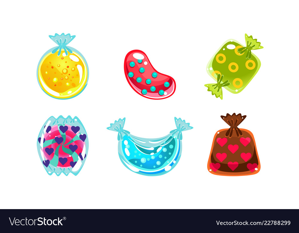 Glossy candies of different shapes user interface vector image Glossy candies of different shapes user interface