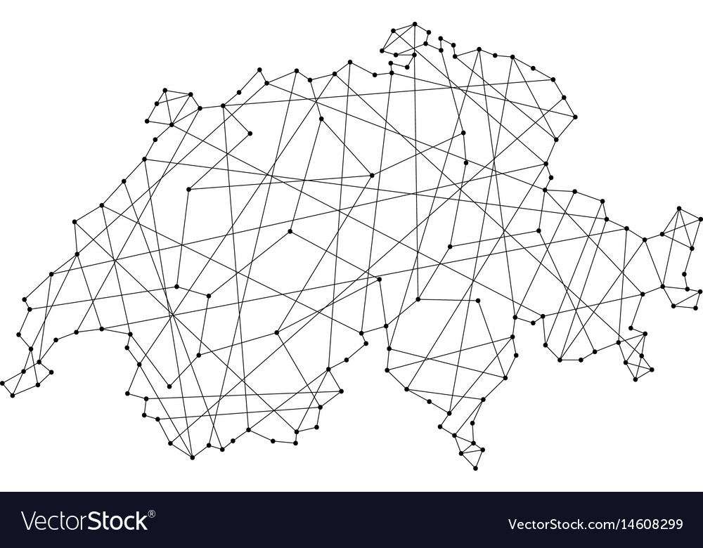 Map of switzerland from polygonal black lines