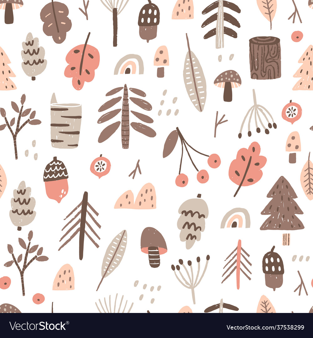 Seamless monochromatic forest pattern perfect