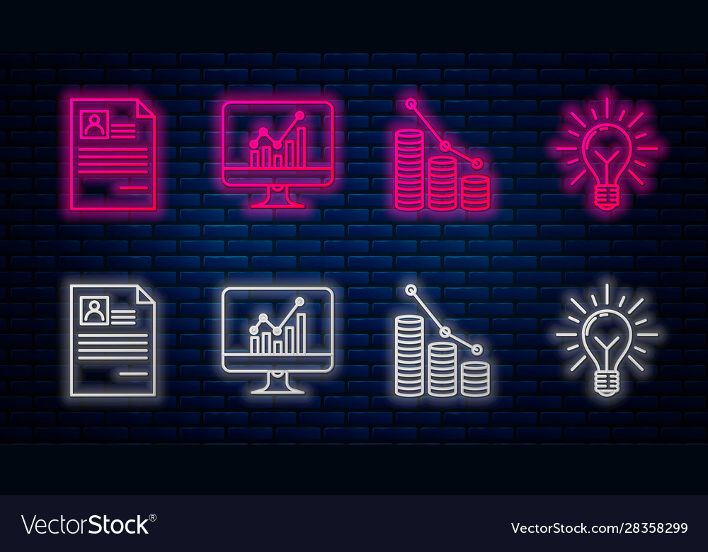 Set line computer monitor with graph chart pie vector image Set line computer monitor with graph chart pie