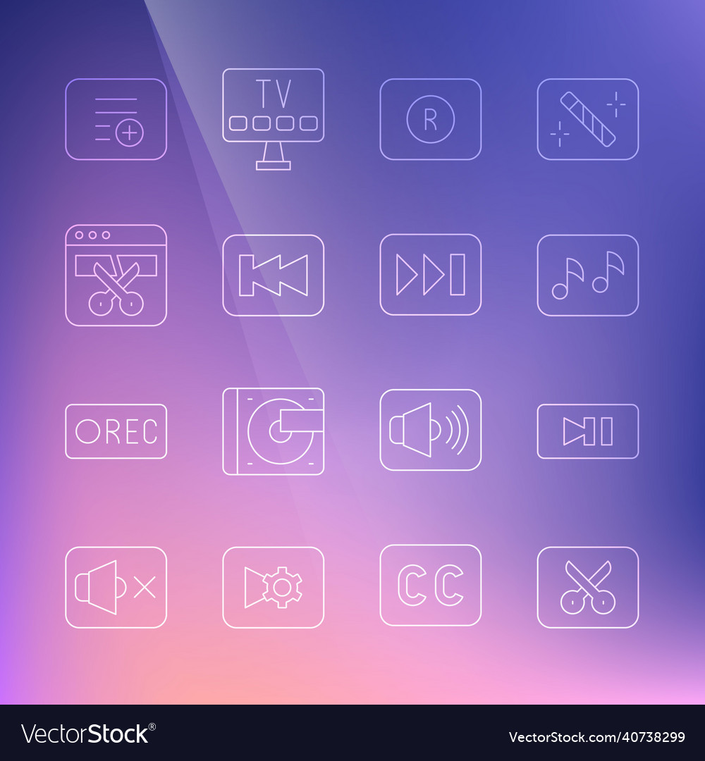 Set line music or video editing pause button vector image Set line music or video editing pause button