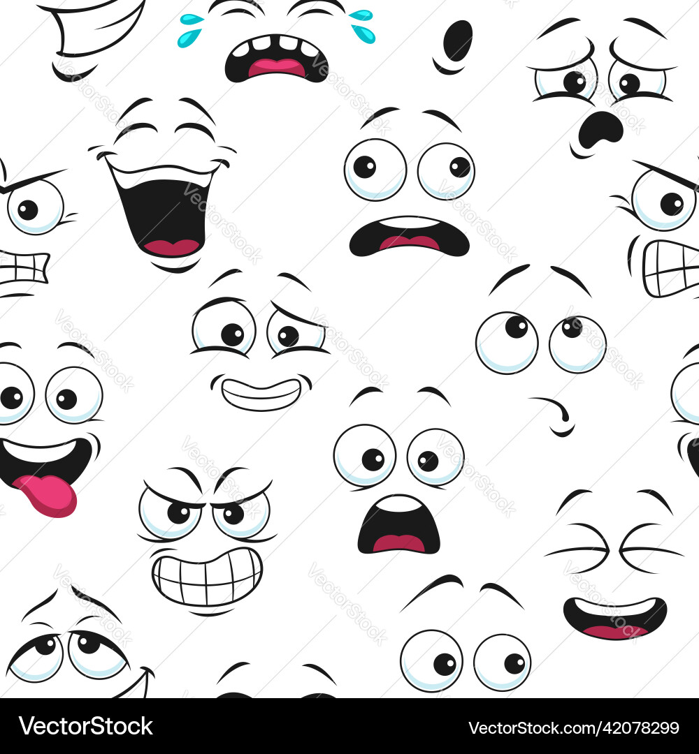 Smile Face Pattern Funny Emoticons Background Vector Image