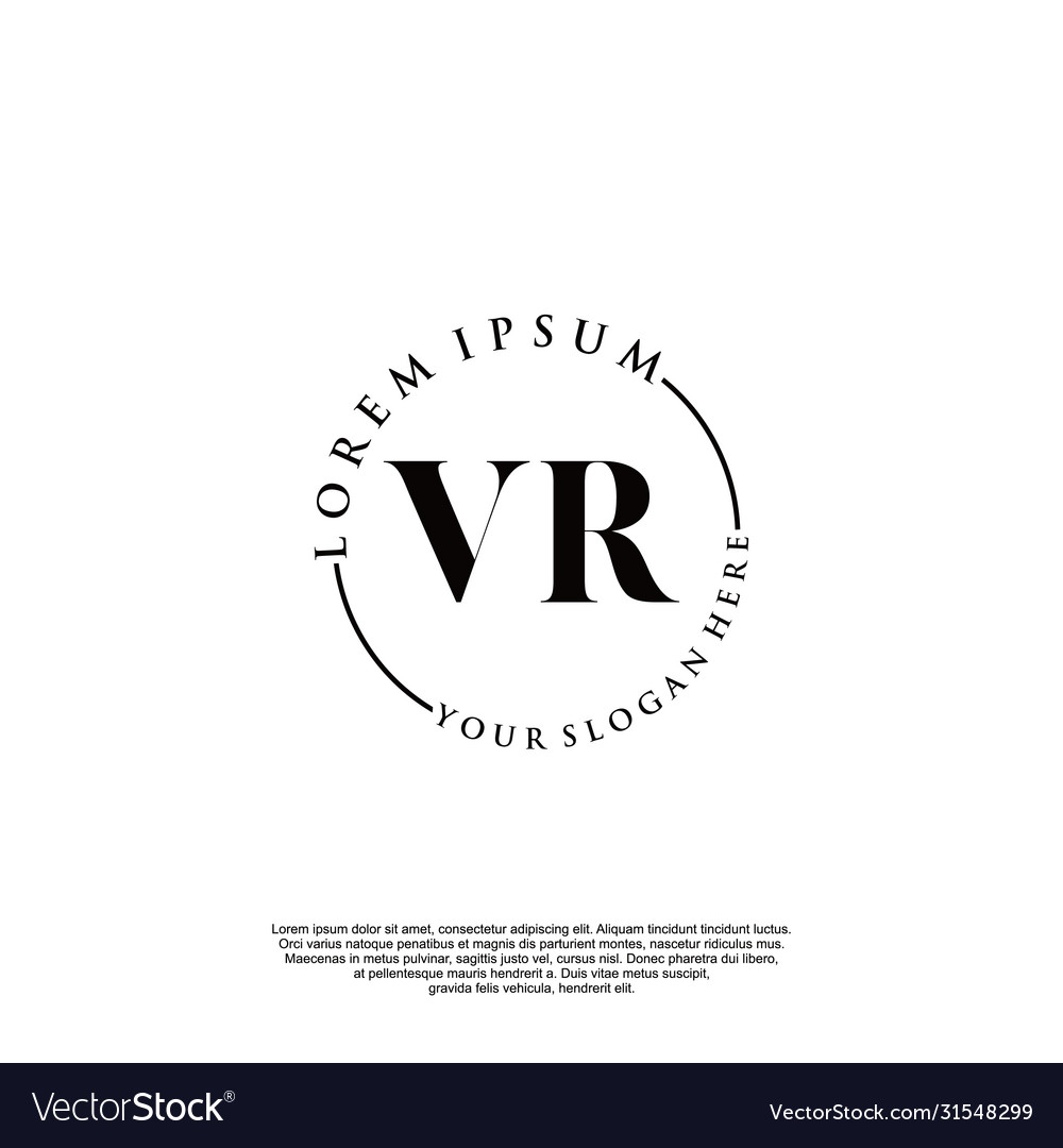 Vr initial handwriting logo design