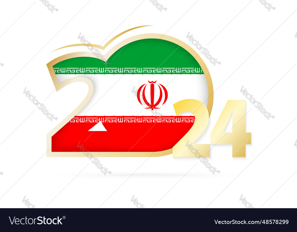 Year 2024 with iran flag pattern