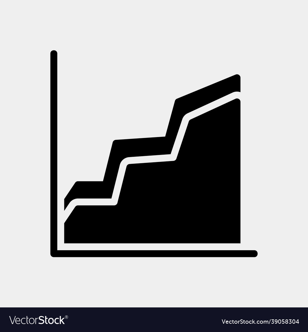 Area chart icon in solid style for any projects vector image Area chart icon in solid style for any projects