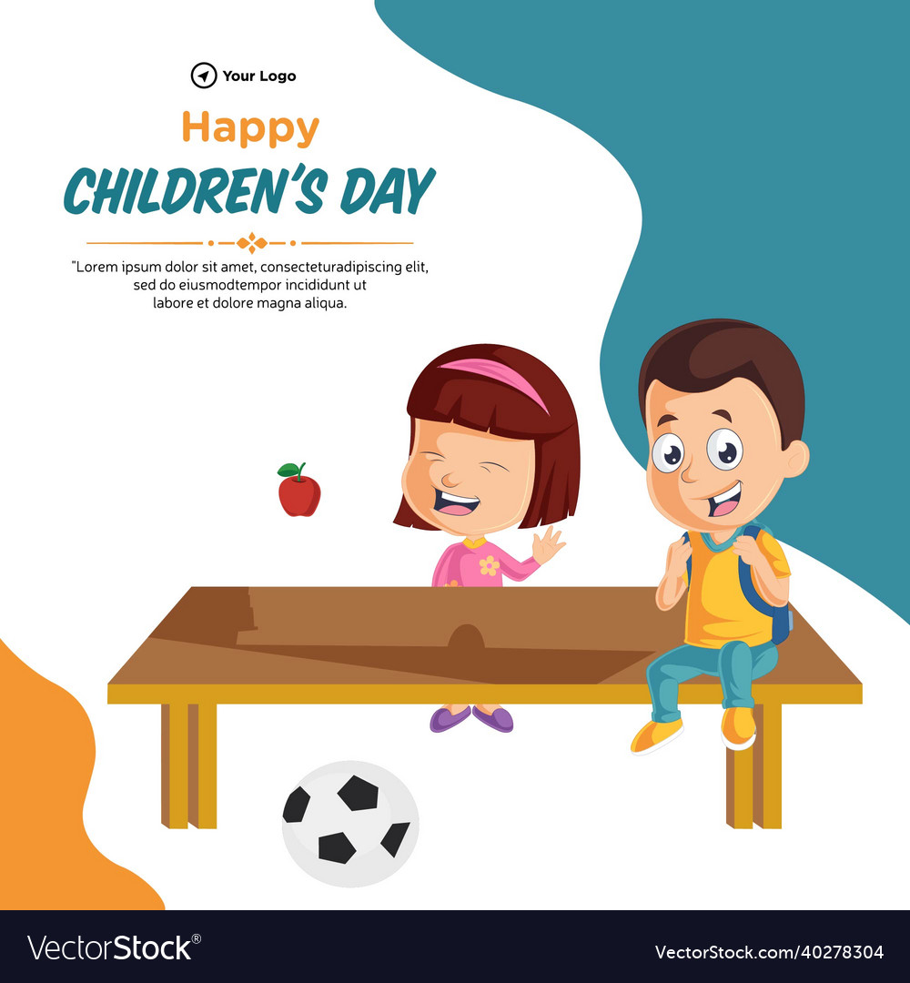Banner design of happy children day Royalty Free Vector Banner design of happy children day Royalty Free Vector
