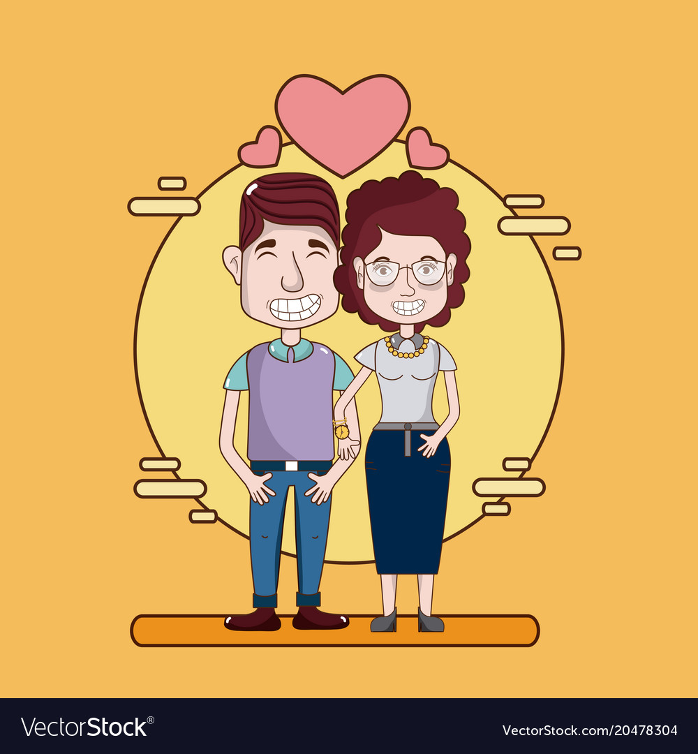 Cute and funny couple cartoons Royalty Free Vector Image