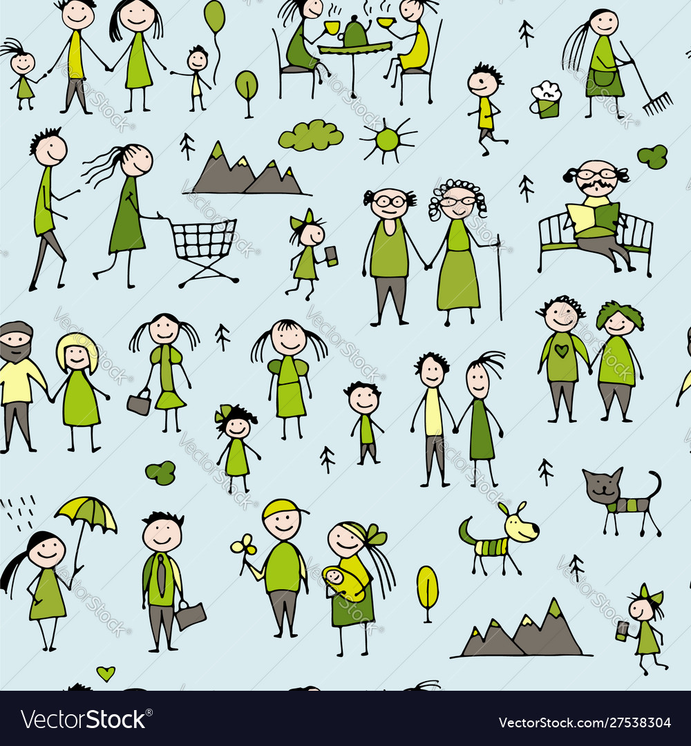 Family set seamless pattern design