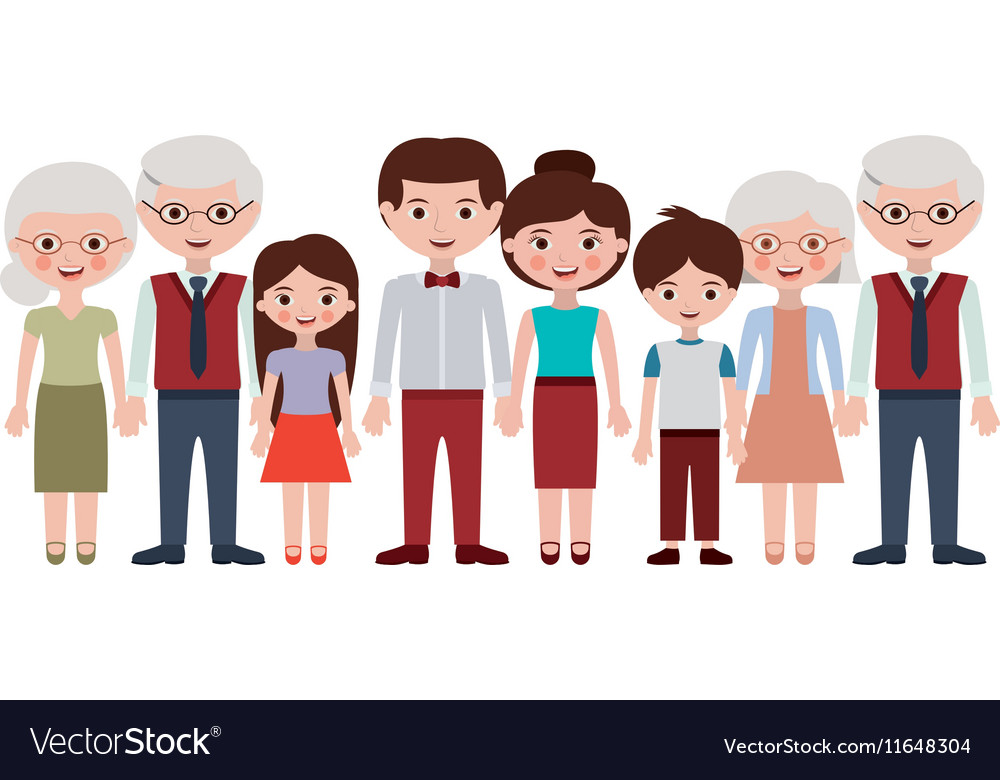 Grandparents parents and kids cartoons design Vector Image