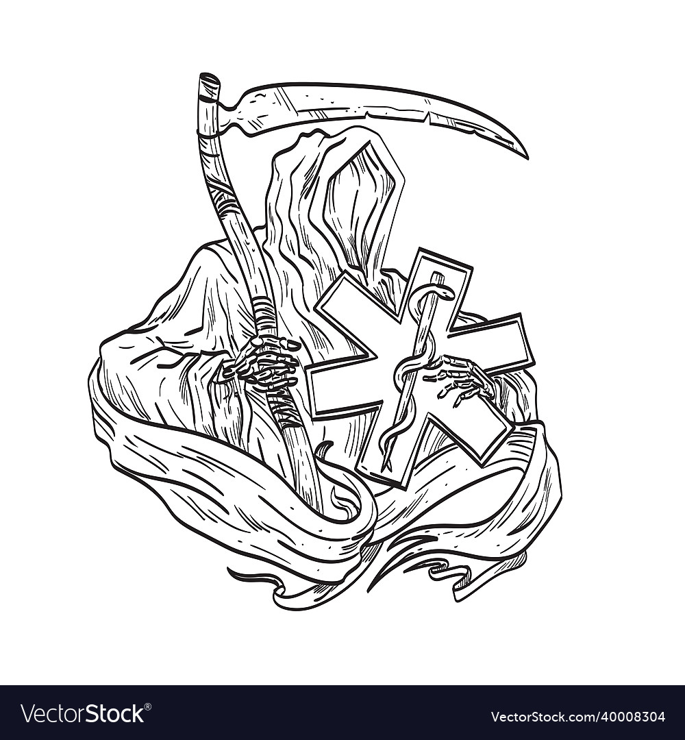 Grim reaper holding the ems star of life vector image