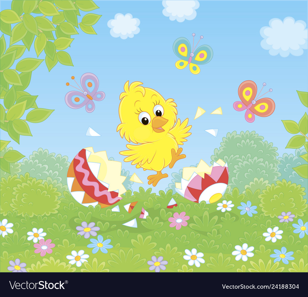 Happy easter chick just hatched Royalty Free Vector Image