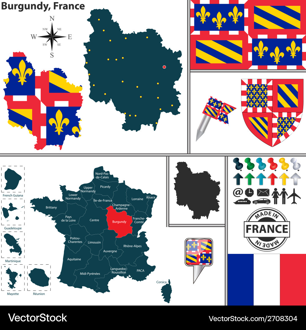 Map of burgundy Royalty Free Vector Image - VectorStock