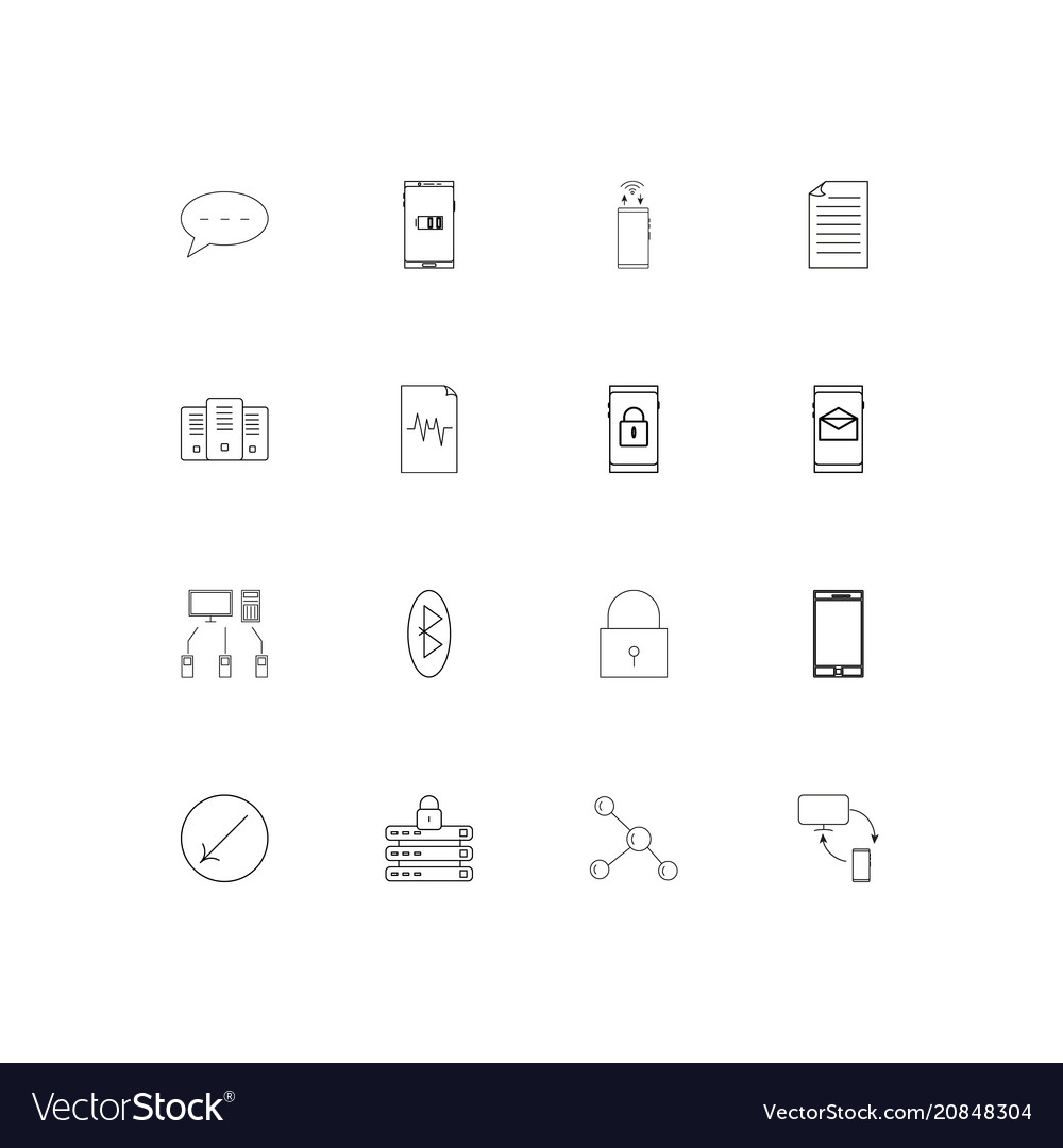 Network and database linear thin icons set