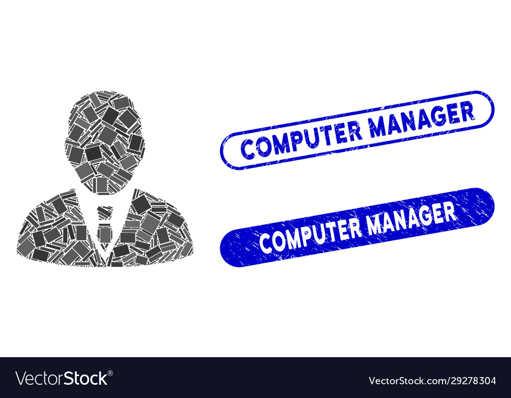 Rectangle mosaic manager with grunge computer Vector Image Rectangle mosaic manager with grunge computer