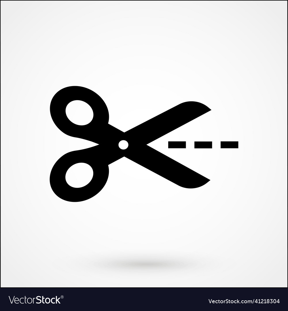 Scissors with cut lines isolated on white vector image Scissors with cut lines isolated on white