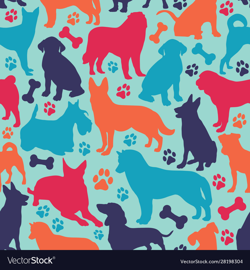 Seamless pattern with different dog breeds Vector Image