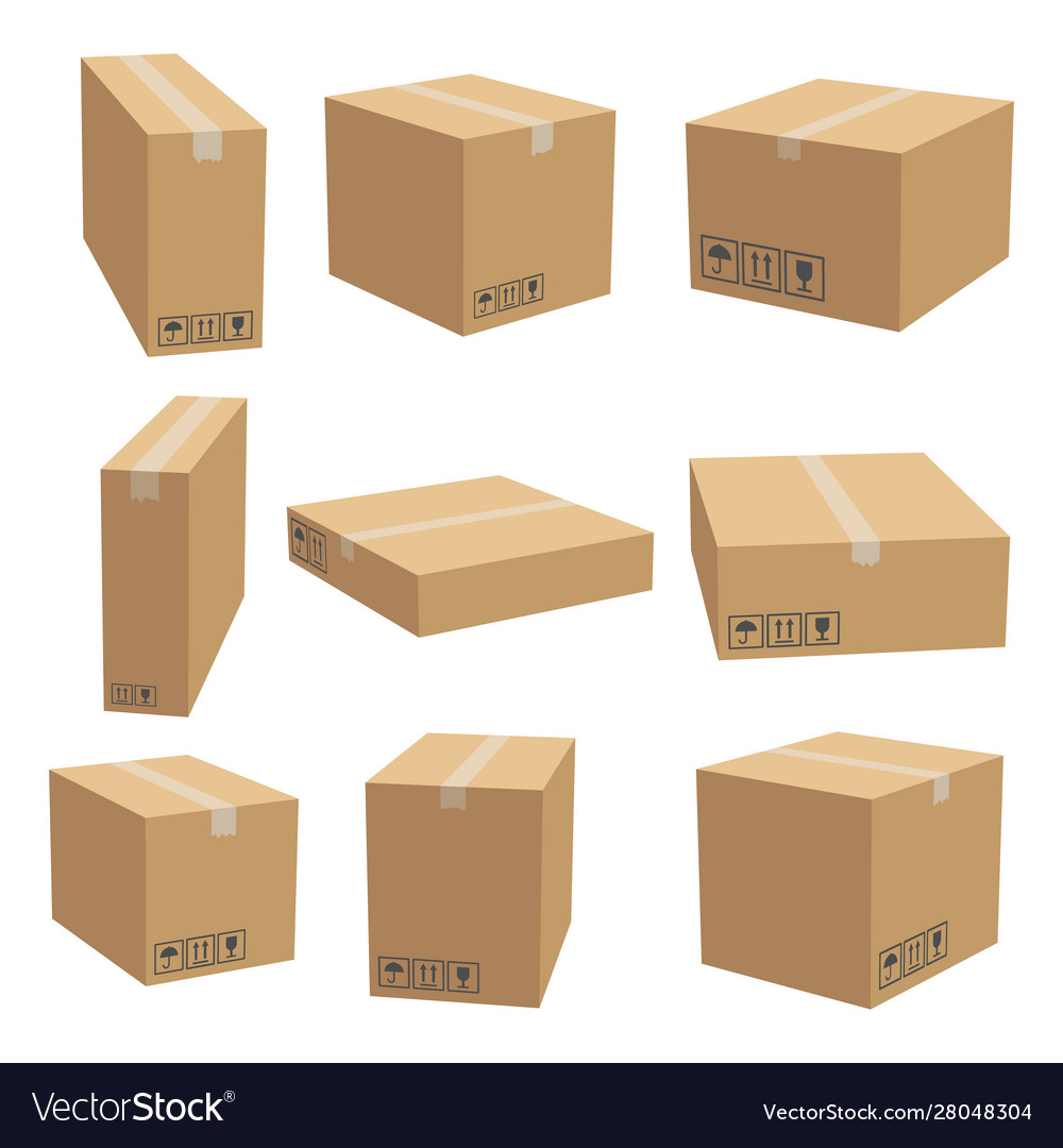 Set cardboard box mockups