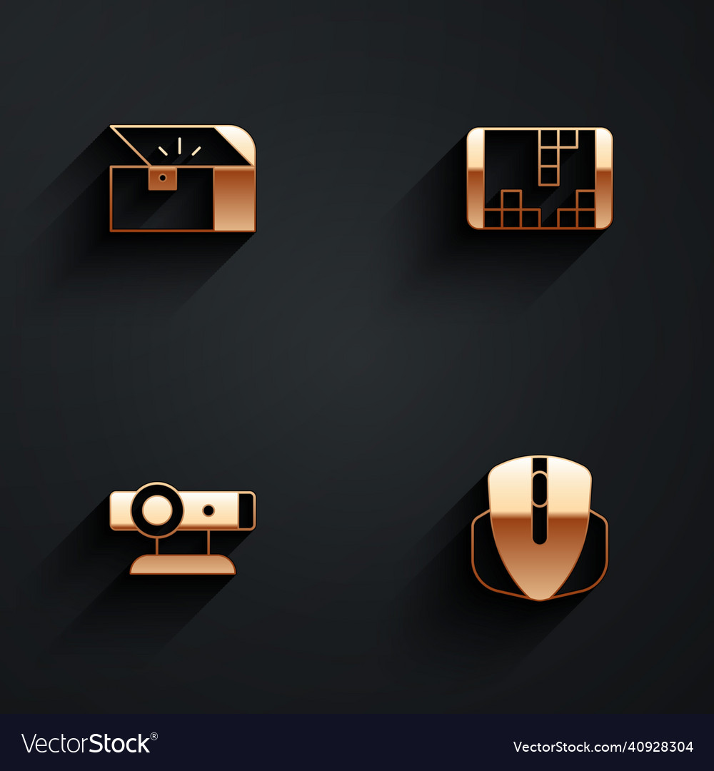 Set chest for game portable video console web vector image Set chest for game portable video console web