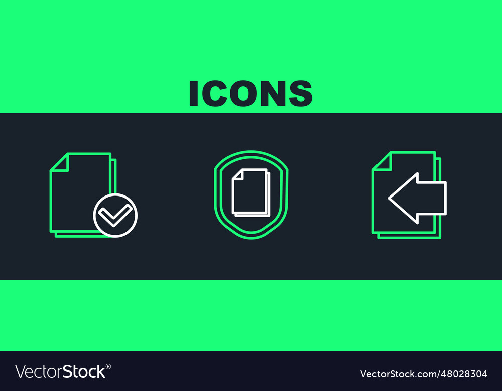 Set line next page arrow document and check mark Vector Image Set line next page arrow document and check mark