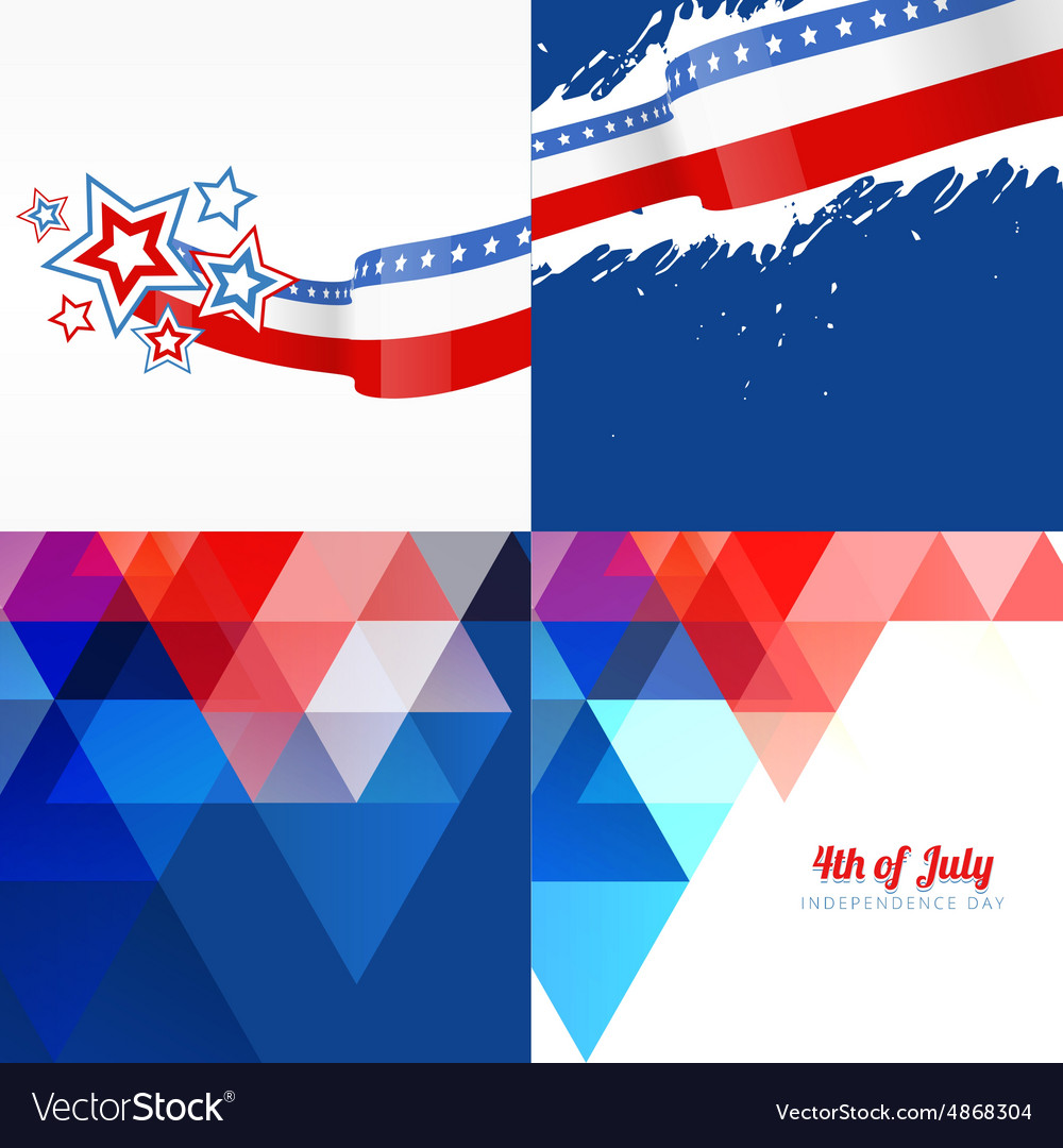 Set of american flag design with different pattern