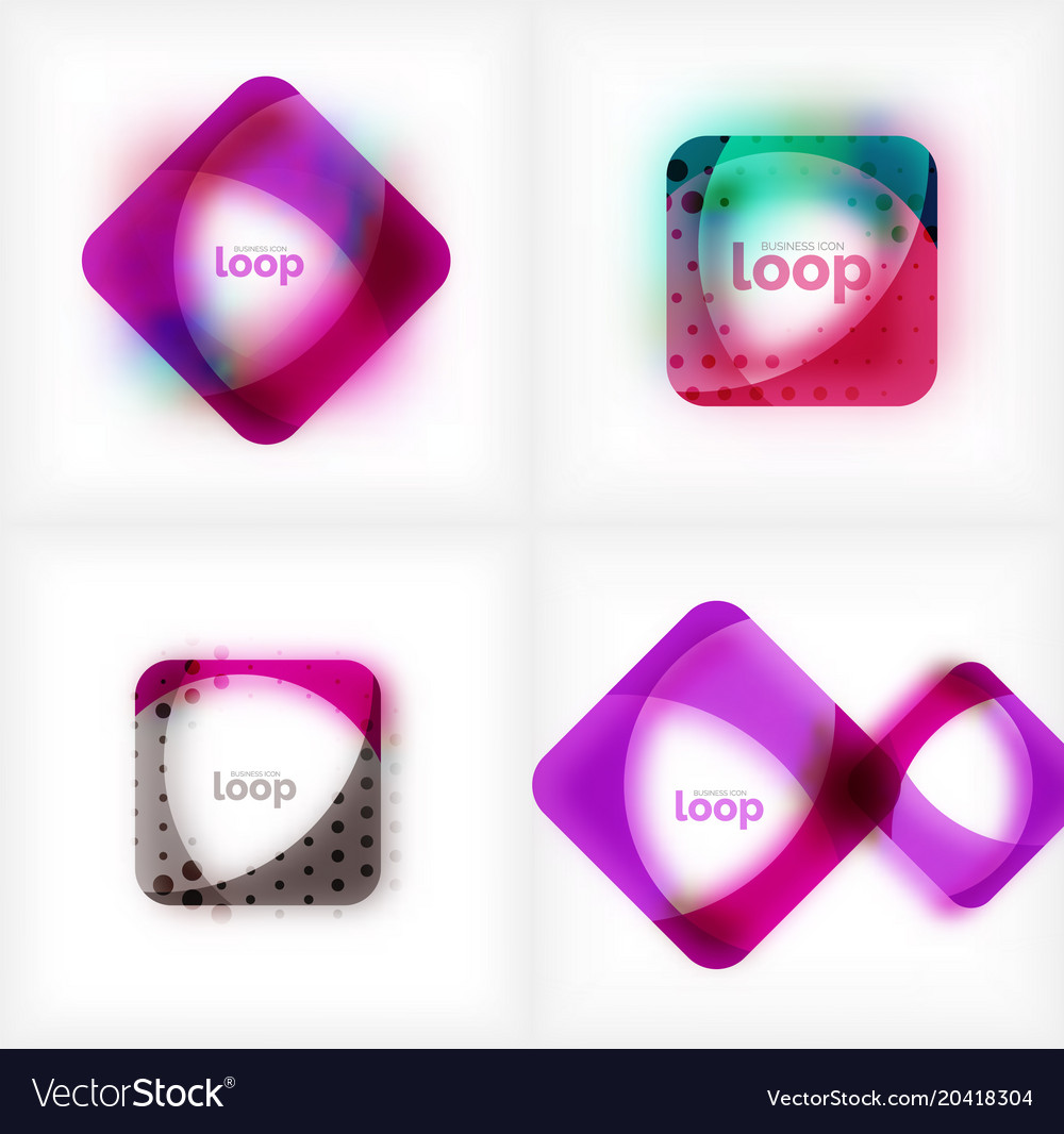 Set of square loop business symbols