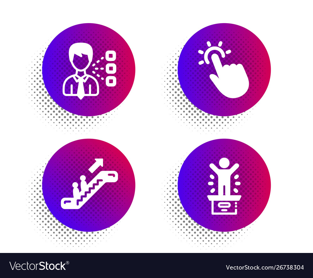 Touchpoint third party and escalator icons set