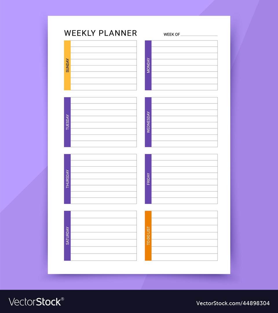 weekly-planner-schedule-homework-template-vector-image