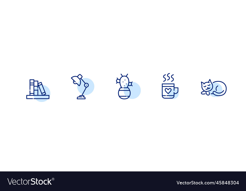 Working or studying from home attributes icons set