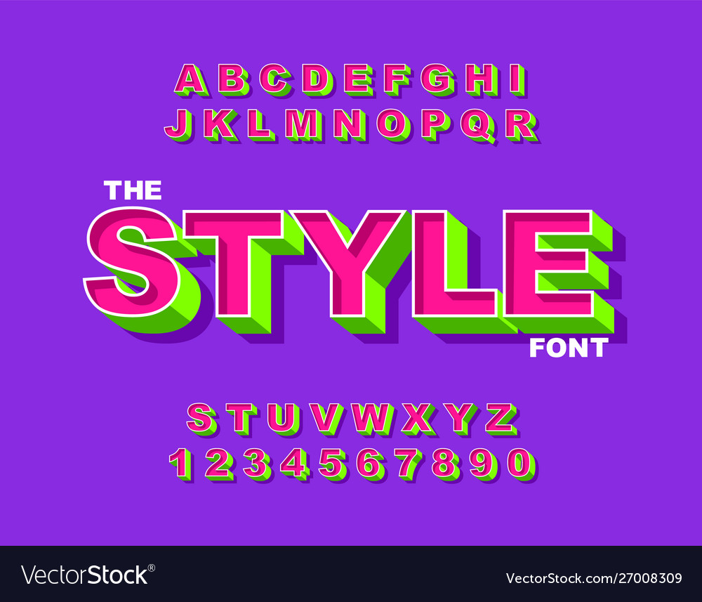 3d bold retro font vintage alphabet 80 s