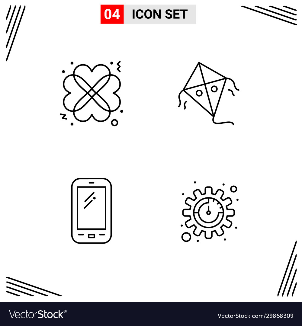 4 icons line style grid based creative outline