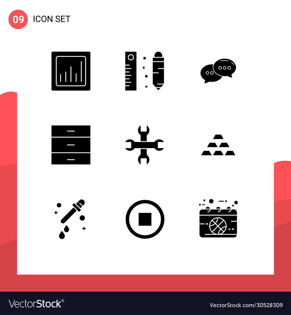 9 universal solid glyphs set for web and mobile