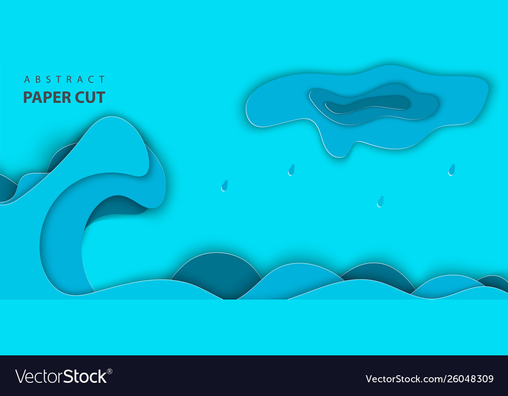 Background with blue color paper cut shapes 3d