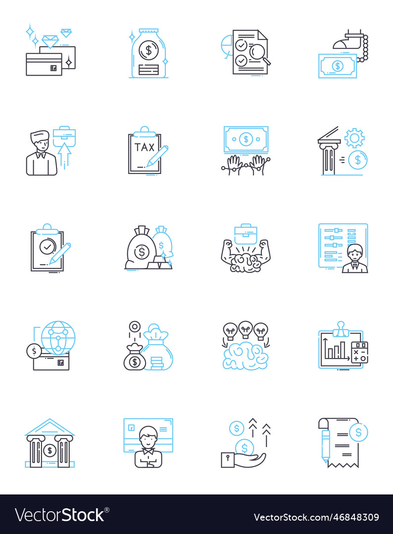 Budget analysis linear icons set allocation Vector Image Budget analysis linear icons set allocation